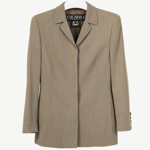 Escada Margaretha Ley Vintage Taupe Virgin-Wool Blazer - Picture 1 of 12